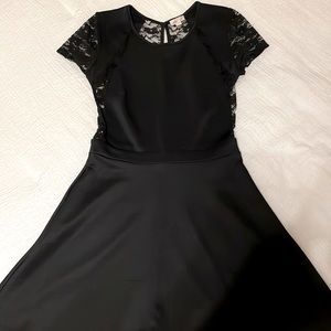 Black lace back skater dress